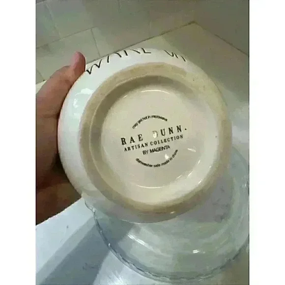 Rae Dunn CEREAL Bowl White Magenta Collectible artisan collection Wake up - Picture 5 of 8